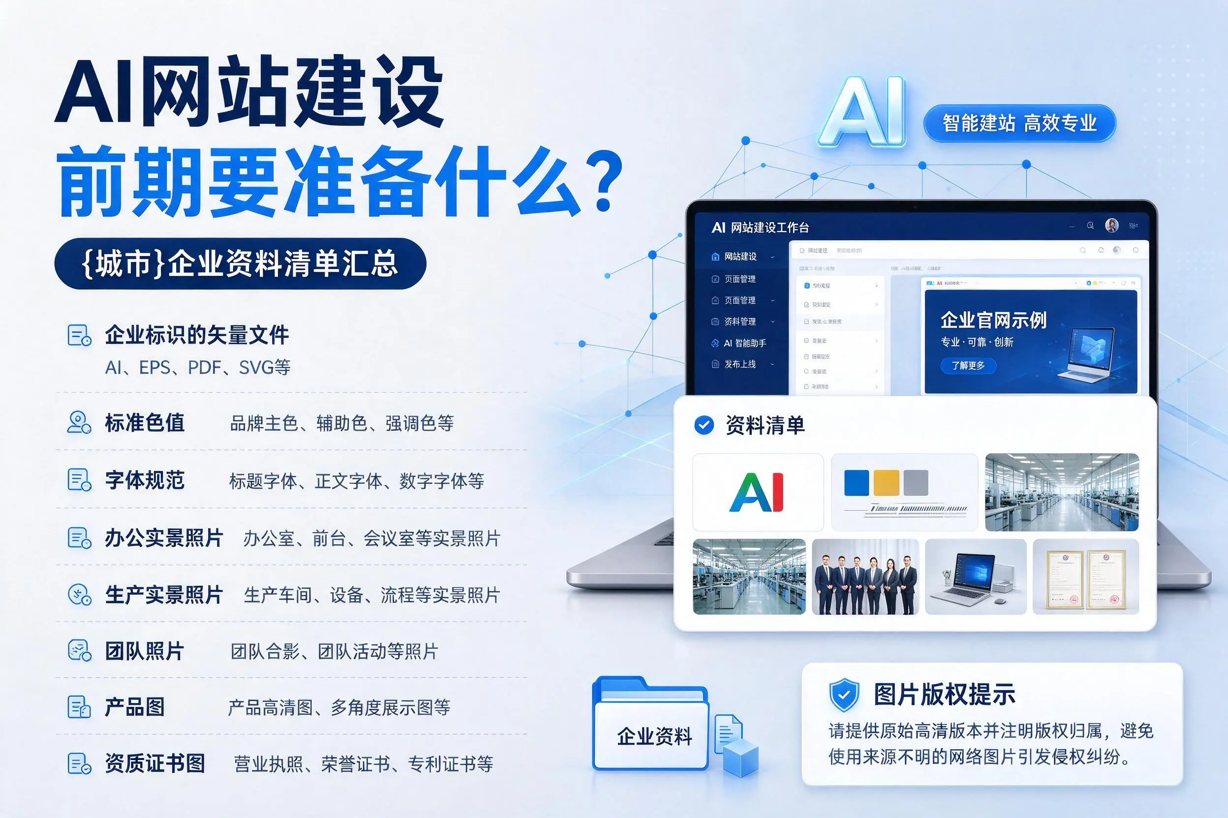 AI网站建设前期要准备什么?泰安企业资料清单汇总