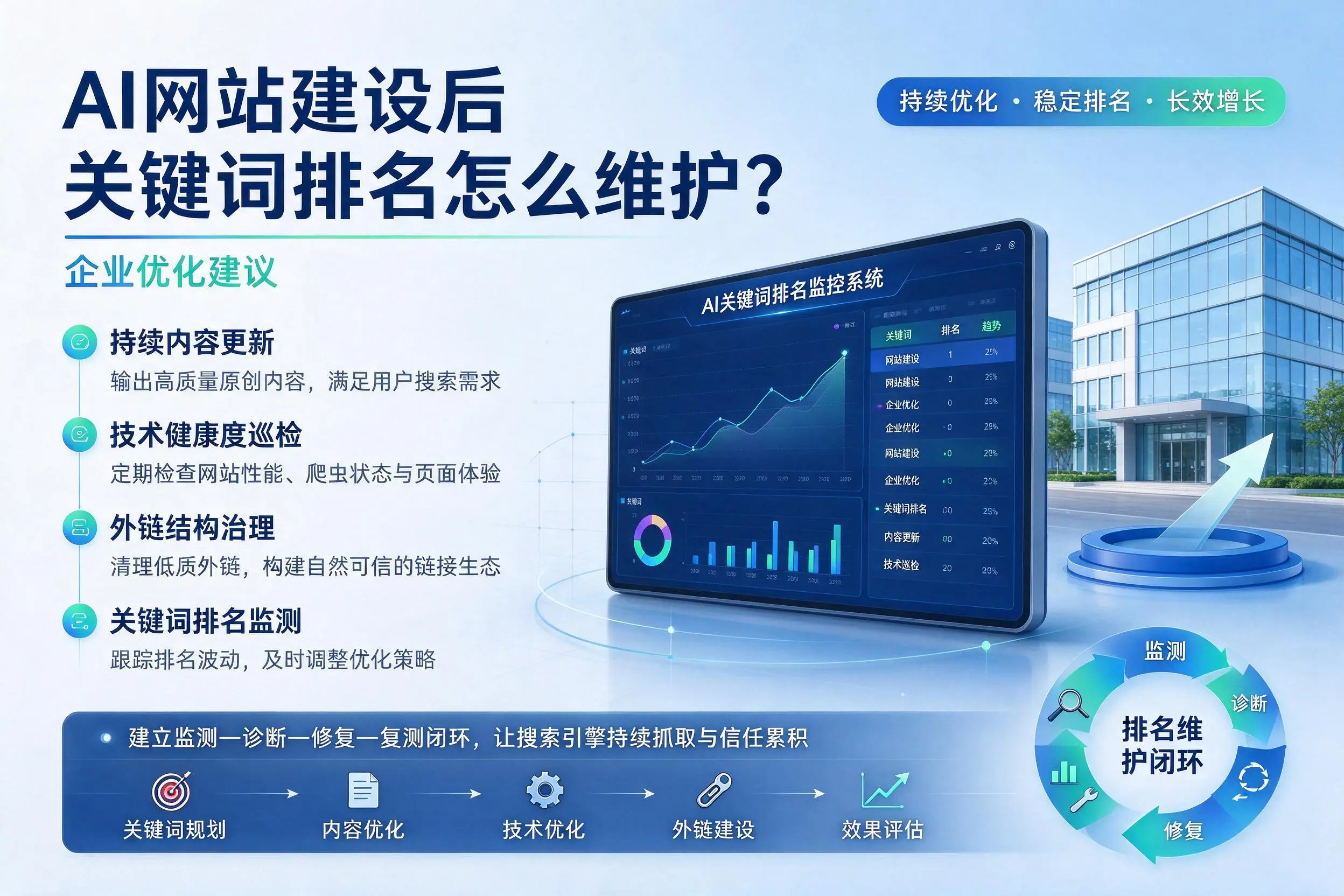 AI网站建设后关键词排名怎么维护?泰安企业优化建议